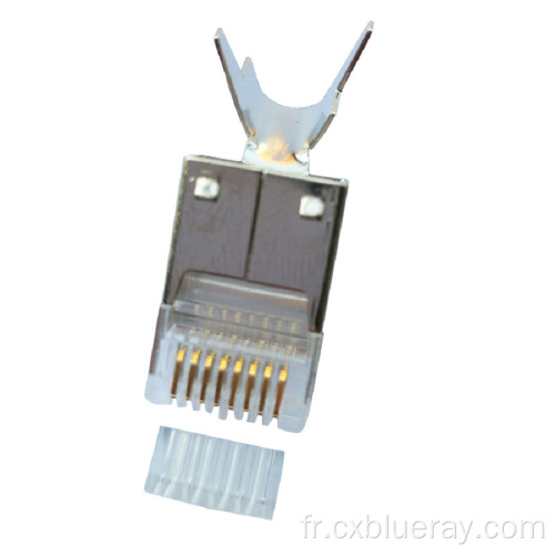 Vente chaude CAT7 STP Connecteur Gold Planting 50U RJ45 Connecteur CAT7 RJ45